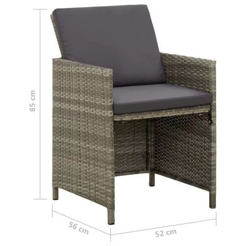  4 db szürke polyrattan kerti szék párnával