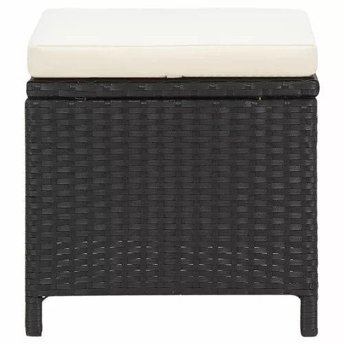  4 db fekete polyrattan kerti ülőke párnákkal