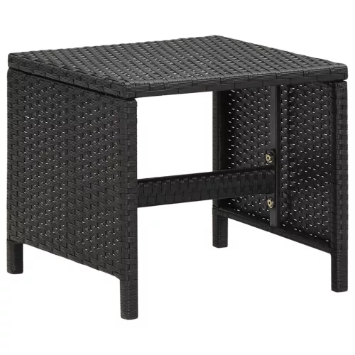  4 db fekete polyrattan kerti ülőke párnákkal