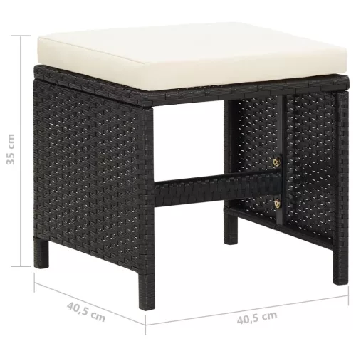  4 db fekete polyrattan kerti ülőke párnákkal