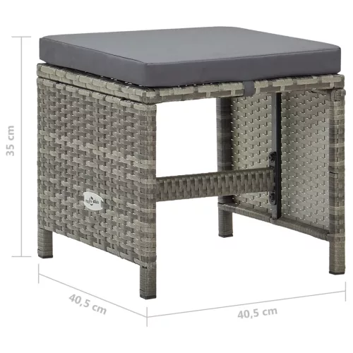  4 db szürke polyrattan kerti ülőke párnákkal