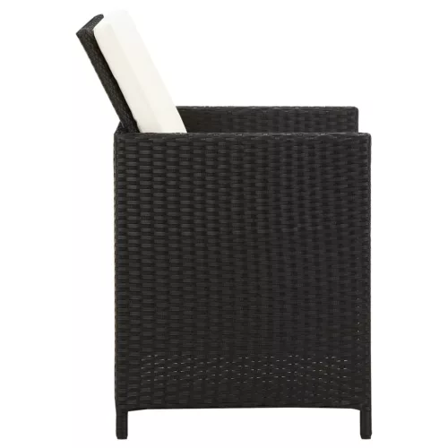  4 részes fekete kerti polyrattan szék- és zsámolyszett