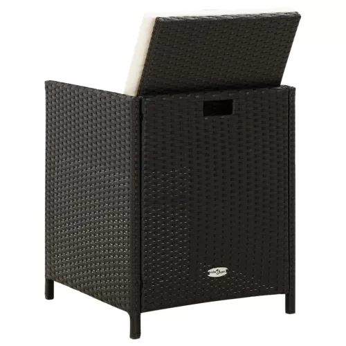  4 részes fekete kerti polyrattan szék- és zsámolyszett
