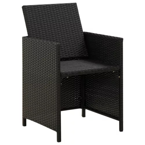  4 részes fekete kerti polyrattan szék- és zsámolyszett