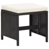  4 részes fekete kerti polyrattan szék- és zsámolyszett