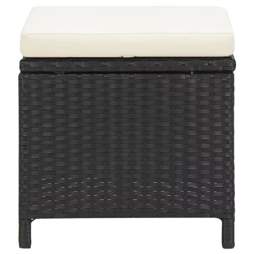  4 részes fekete kerti polyrattan szék- és zsámolyszett