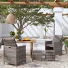  4 részes szürke kerti polyrattan szék- és zsámolyszett