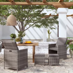  4 részes szürke kerti polyrattan szék- és zsámolyszett
