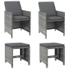  4 részes szürke kerti polyrattan szék- és zsámolyszett
