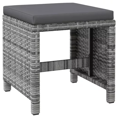  4 részes szürke kerti polyrattan szék- és zsámolyszett