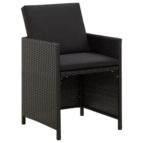  2 db fekete polyrattan kerti szék párnával