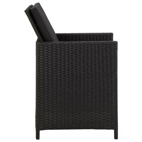  2 db fekete polyrattan kerti szék párnával