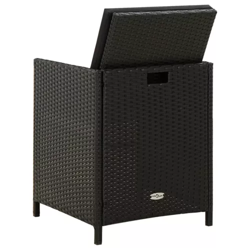  2 db fekete polyrattan kerti szék párnával