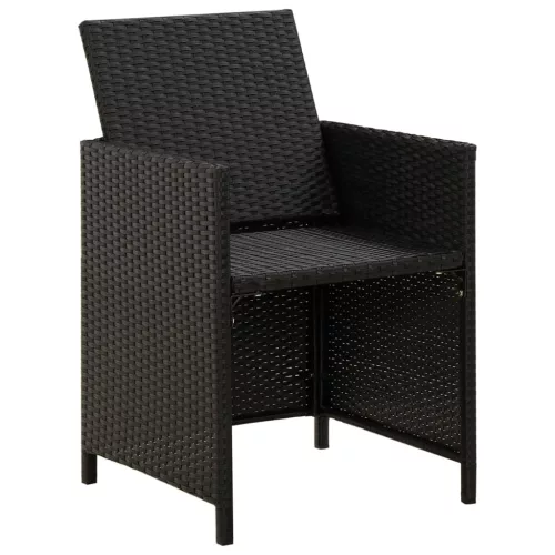  2 db fekete polyrattan kerti szék párnával