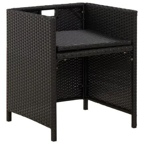  2 db fekete polyrattan kerti szék párnával