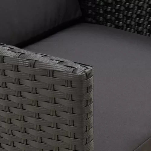  2 db fekete polyrattan kerti szék párnával