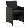  2 db fekete polyrattan kerti szék párnával