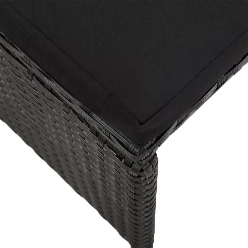 2 db fekete polyrattan kerti ülőke párnával