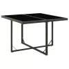  fekete polyrattan és üveg kerti asztal 109 x 107 x 74 cm
