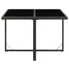  fekete polyrattan és üveg kerti asztal 109 x 107 x 74 cm