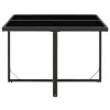  fekete polyrattan és üveg kerti asztal 109 x 107 x 74 cm