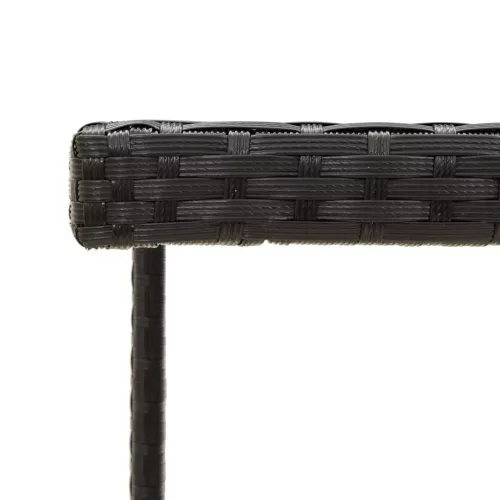  fekete polyrattan és üveg kerti asztal 109 x 107 x 74 cm