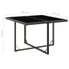  fekete polyrattan és üveg kerti asztal 109 x 107 x 74 cm