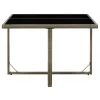  szürke polyrattan és üveg kerti asztal 109 x 107 x 74 cm