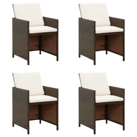  4 db barna polyrattan kerti szék párnával