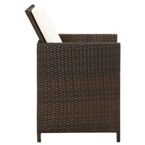  4 db barna polyrattan kerti szék párnával
