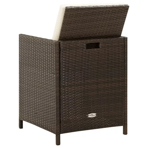  4 db barna polyrattan kerti szék párnával