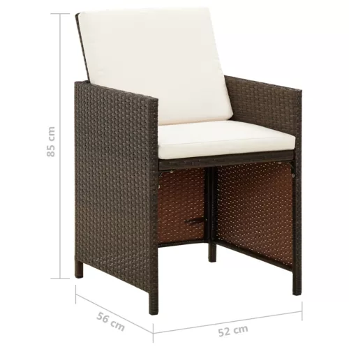  4 db barna polyrattan kerti szék párnával