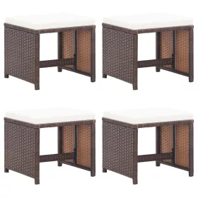  4 db barna polyrattan kerti ülőke párnával