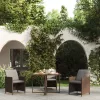  barna polyrattan és üveg kerti asztal 109 x 107 x 74 cm
