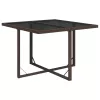  barna polyrattan és üveg kerti asztal 109 x 107 x 74 cm