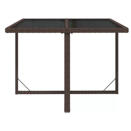  barna polyrattan és üveg kerti asztal 109 x 107 x 74 cm