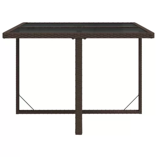  barna polyrattan és üveg kerti asztal 109 x 107 x 74 cm