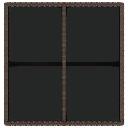  barna polyrattan és üveg kerti asztal 109 x 107 x 74 cm