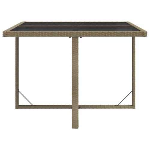  bézs polyrattan és üveg kerti asztal 109 x 107 x 74 cm