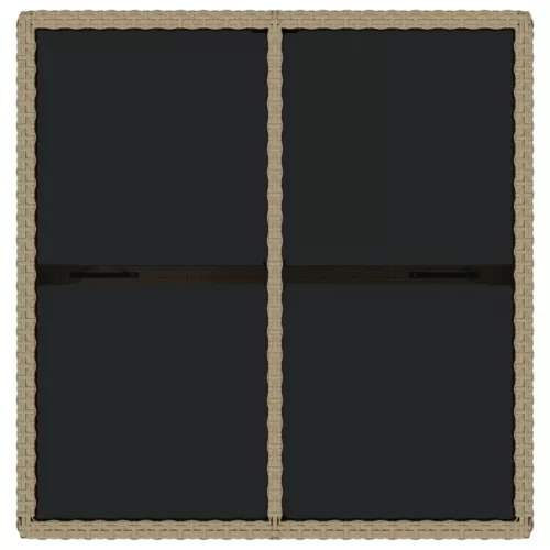  bézs polyrattan és üveg kerti asztal 109 x 107 x 74 cm