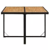  fekete polyrattan és tömör akácfa kerti asztal 109x107x74 cm