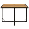  fekete polyrattan és tömör akácfa kerti asztal 109x107x74 cm