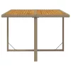  bézs polyrattan és tömör akácfa kerti asztal 109 x 107 x 74 cm