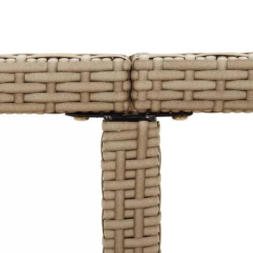  bézs polyrattan és tömör akácfa kerti asztal 109 x 107 x 74 cm