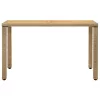  bézs polyrattan és tömör akácfa kerti asztal 123 x 60 x 74 cm