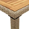  bézs polyrattan és tömör akácfa kerti asztal 123 x 60 x 74 cm