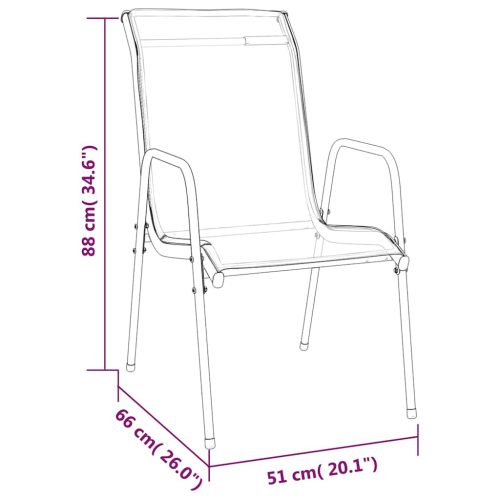  6 db fekete acél és textilén kerti szék