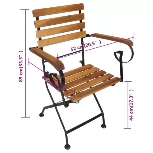  4 darab acél és tömör akácfa kerti összecsukható szék