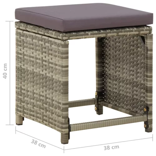  4 db szürke polyrattan kerti ülőke párnákkal
