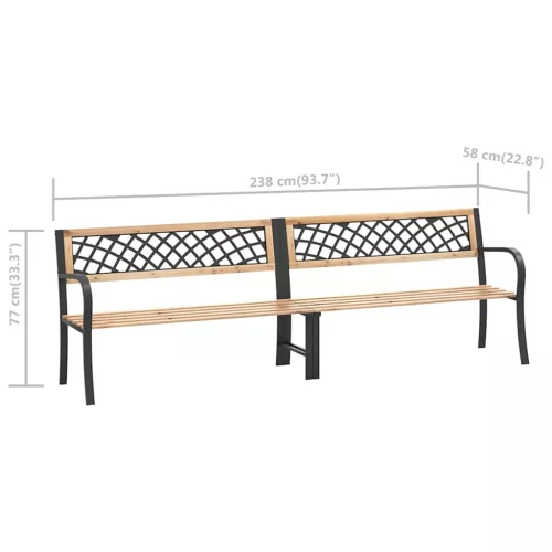  két kínai fenyőfa kerti pad 238 cm